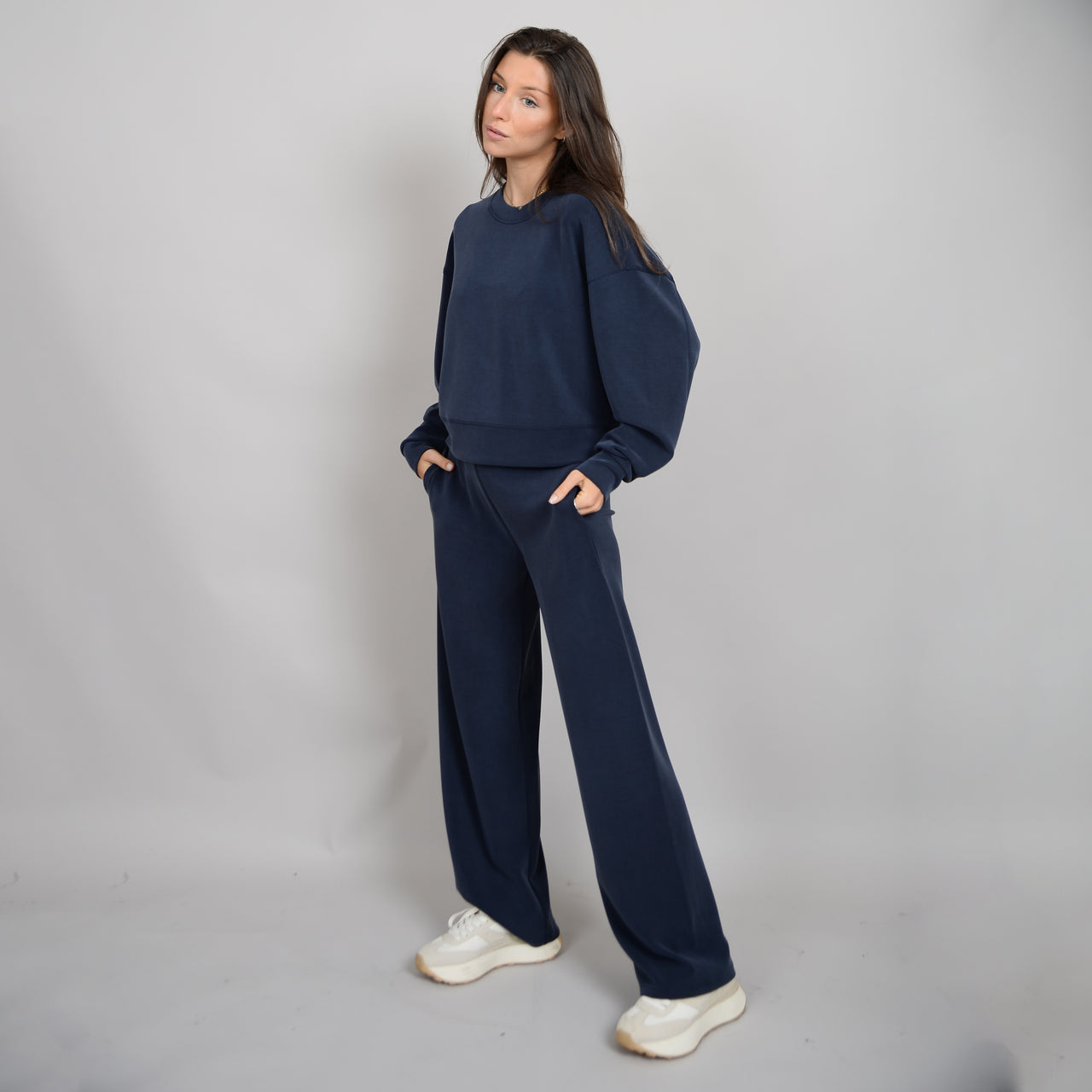 Victoria Super Soft Modal Wide Leg Pants Navy, Pant Bottom by RD Style | LIT Boutique