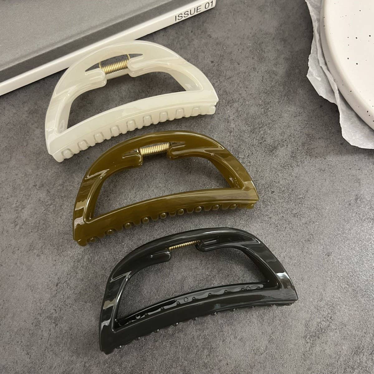 Halfmoon Bun Hair Claw in Navy,  by Refine | LIT Boutique