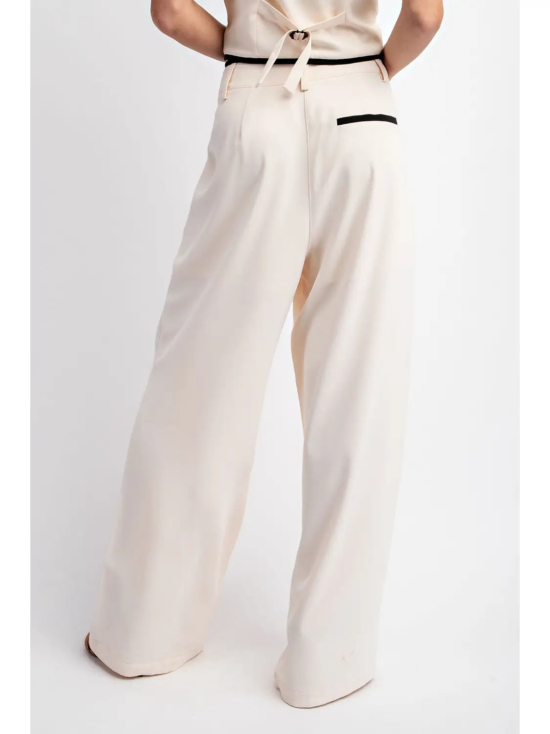 Long Woven Pants With Contrast Edge, Pants by Edit By Nine | LIT Boutique