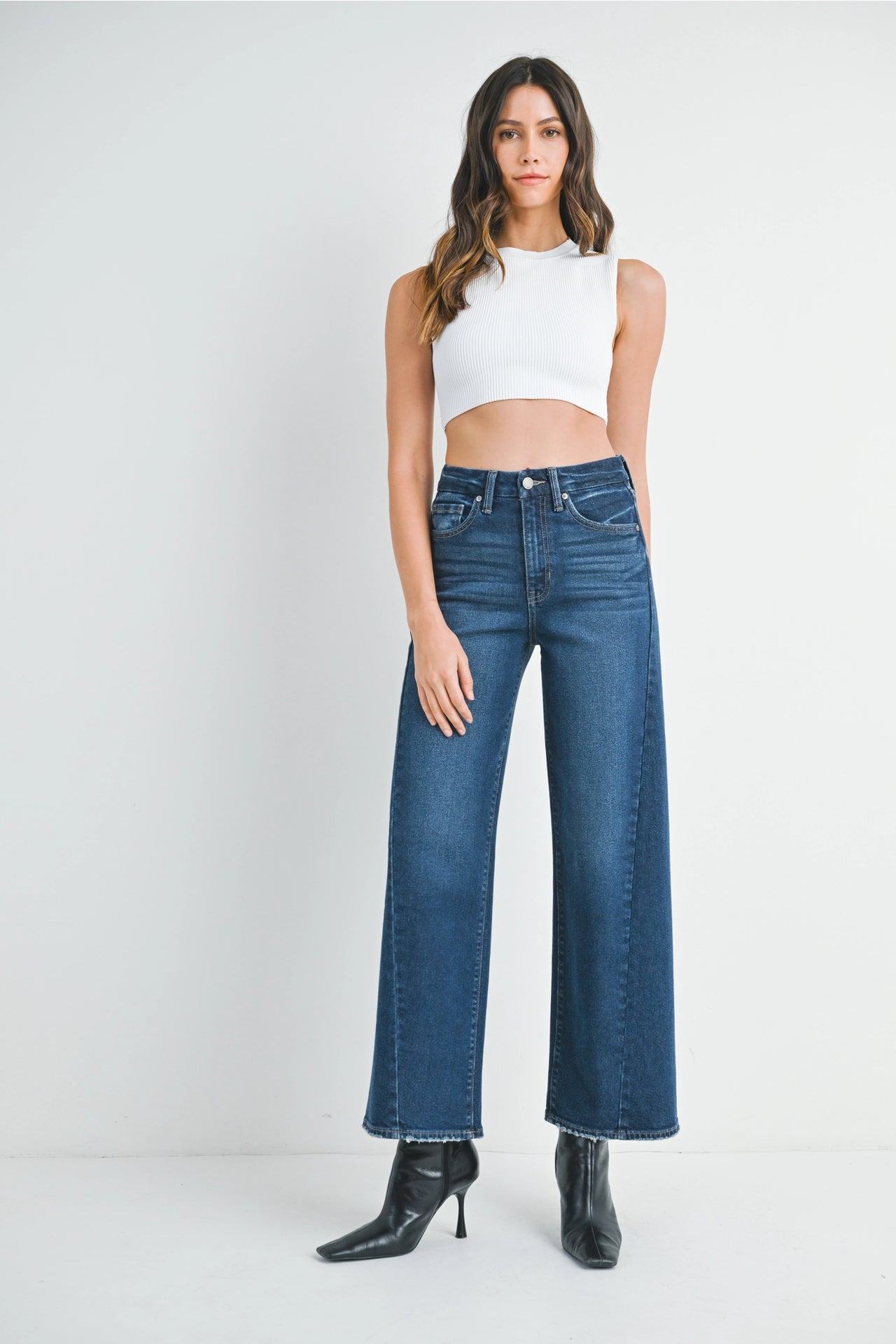 Up a Notch Power Denim, Flare Denim by Just Black | LIT Boutique