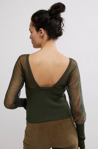 Thumbnail for Night After Night Long Sleeve Emerald, Long Blouse by Free People | LIT Boutique