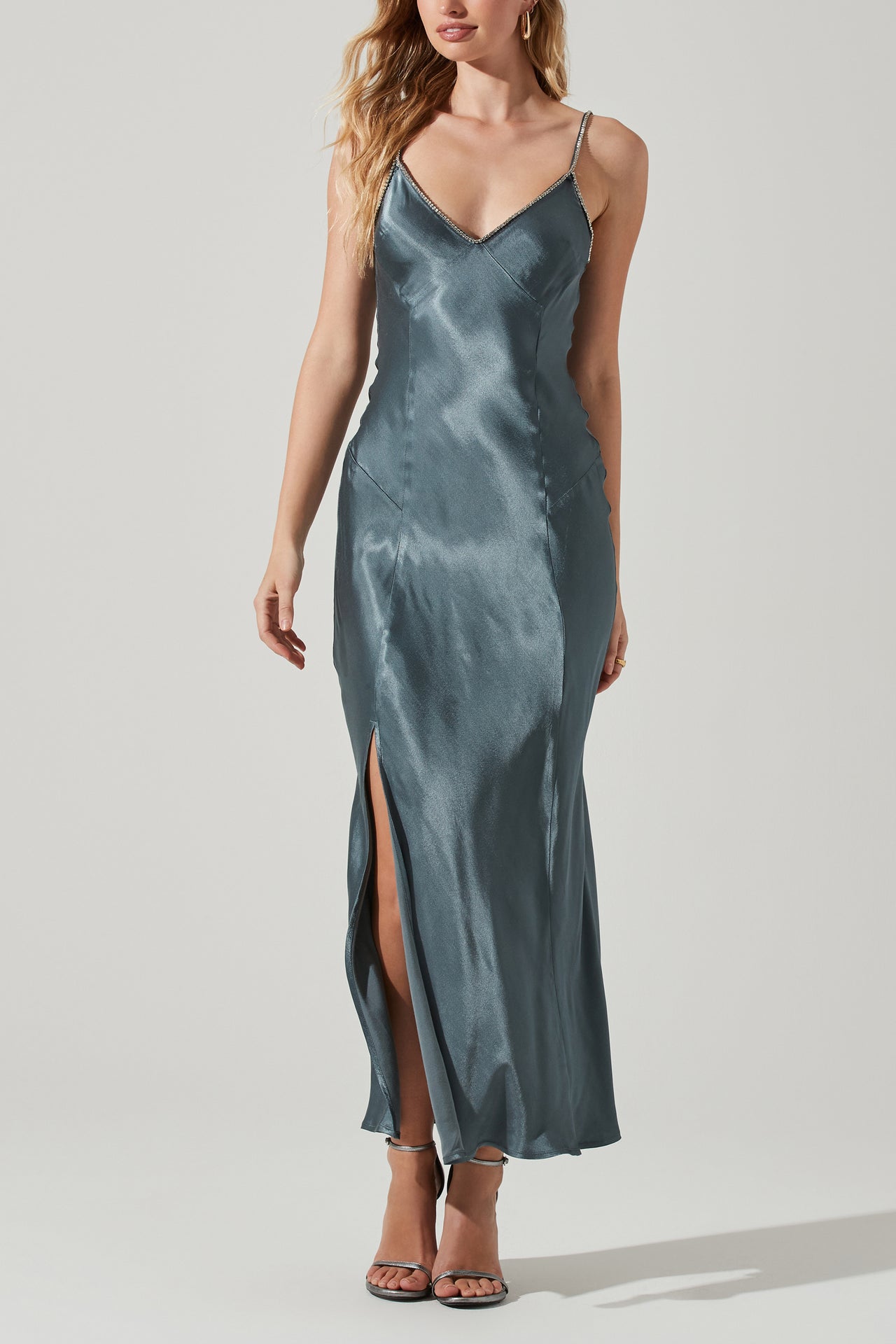 Kathleen Dress Slate Blue, Midi Dress by ASTR | LIT Boutique
