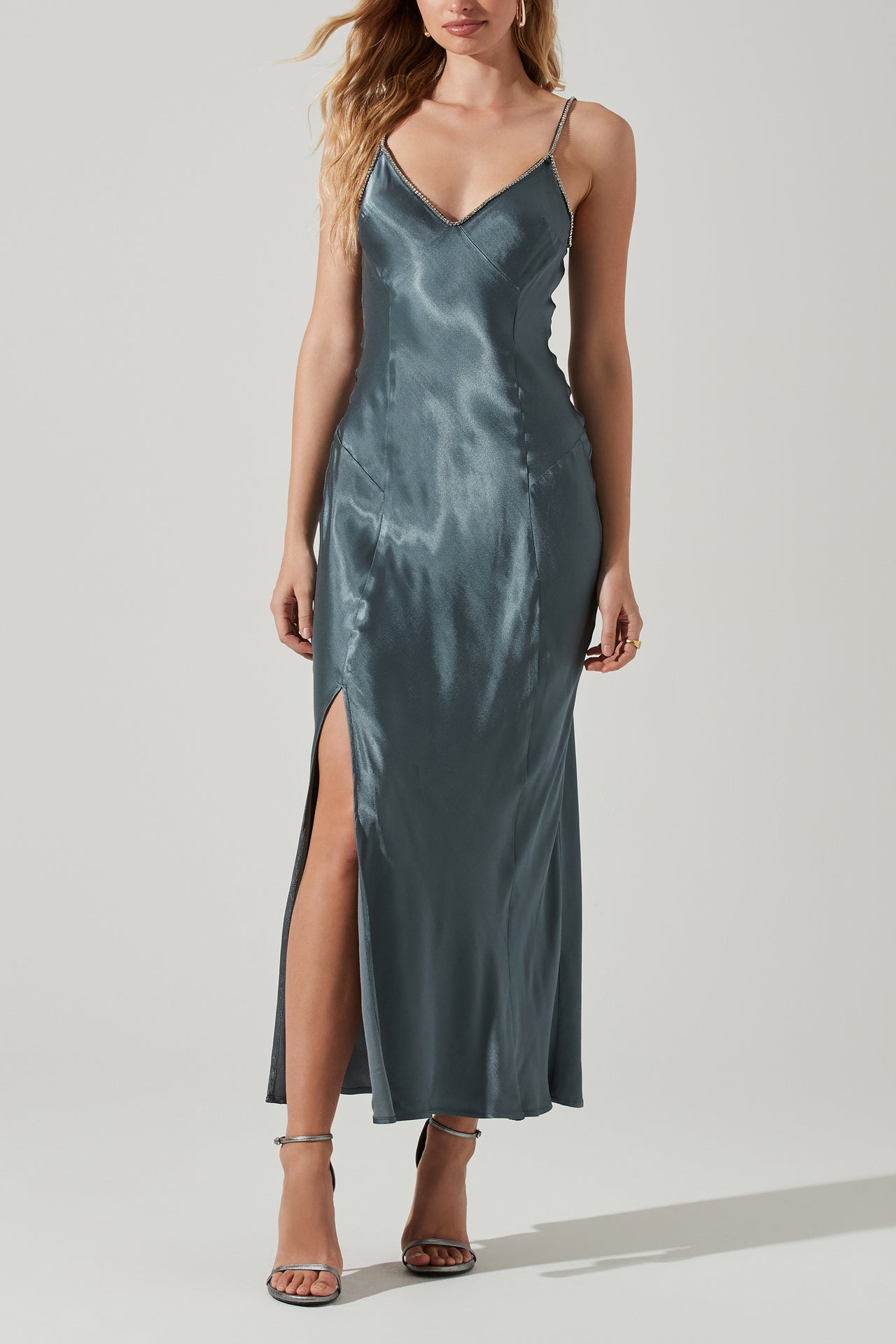 Kathleen Dress Slate Blue, Midi Dress by ASTR | LIT Boutique
