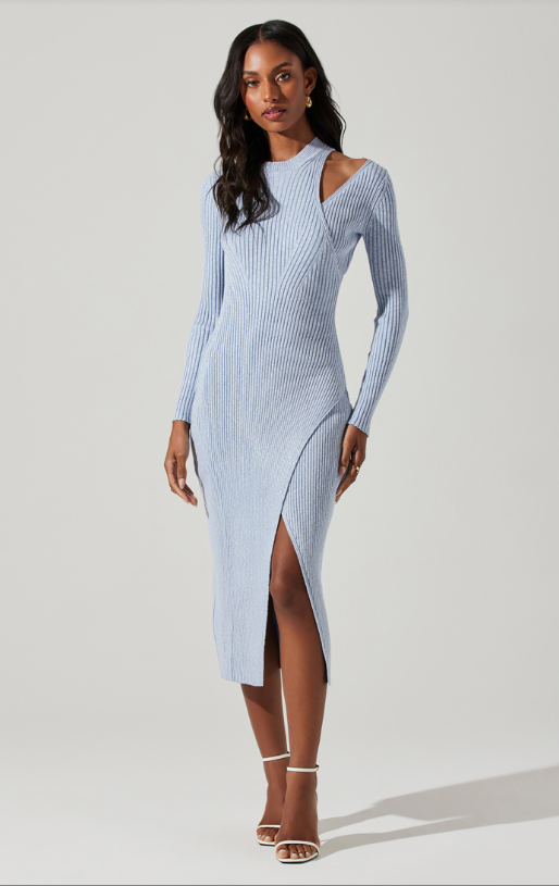 Vasanta Sweater Dress Blue Space Dye, Midi Dress by ASTR | LIT Boutique