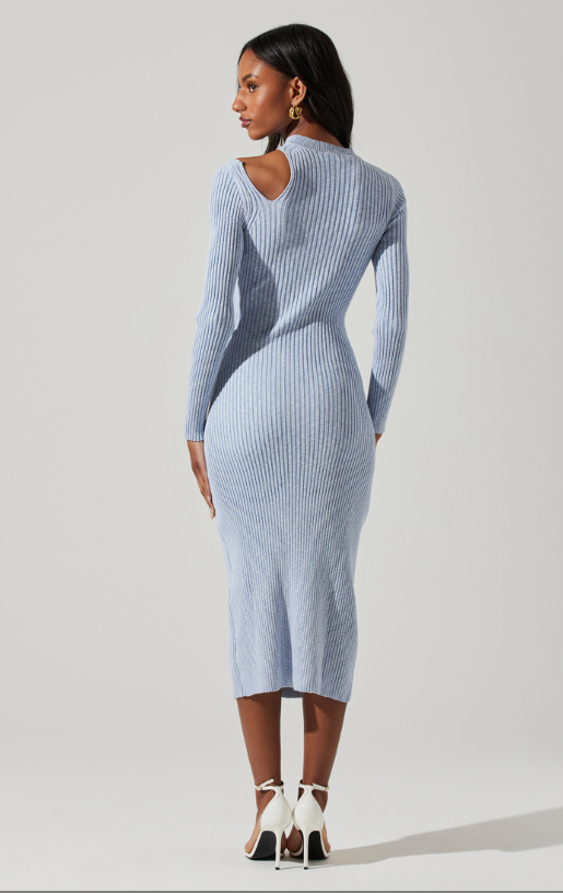 Vasanta Sweater Dress Blue Space Dye, Midi Dress by ASTR | LIT Boutique
