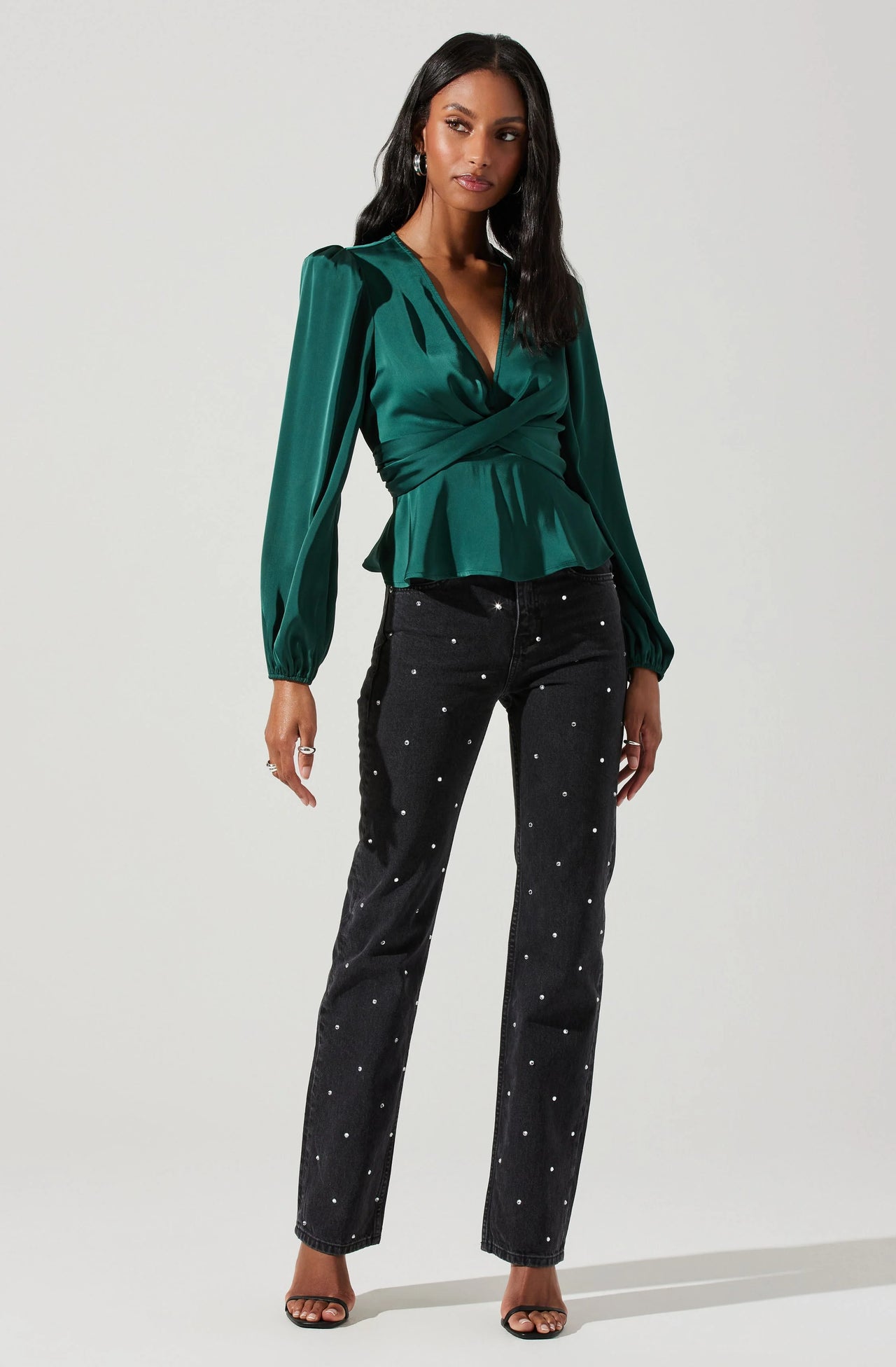 Arianae Top - High Neck Top in Forest Green