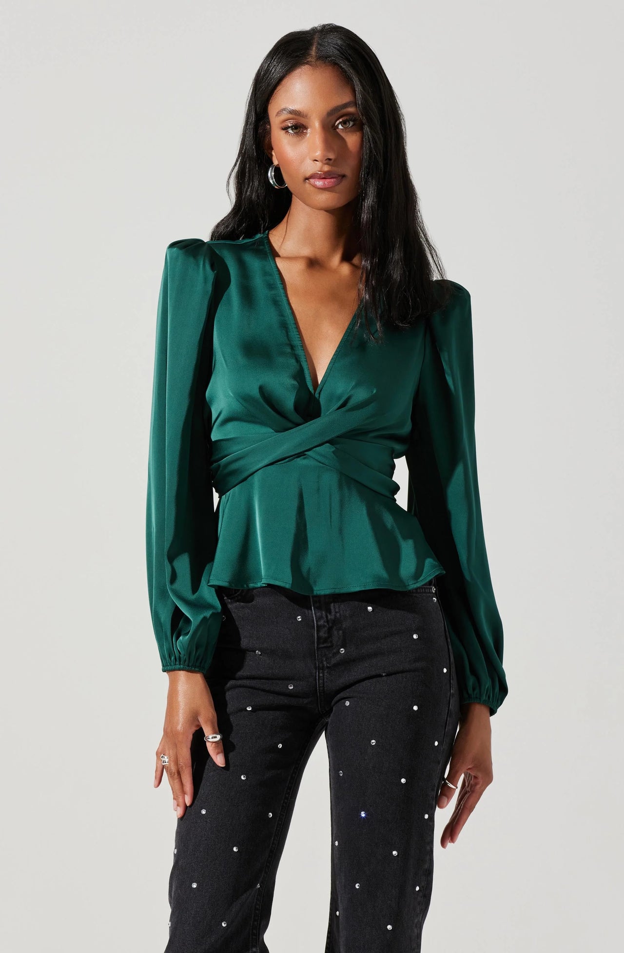 Eliana Top Forest Green, Long Blouse by ASTR | LIT Boutique