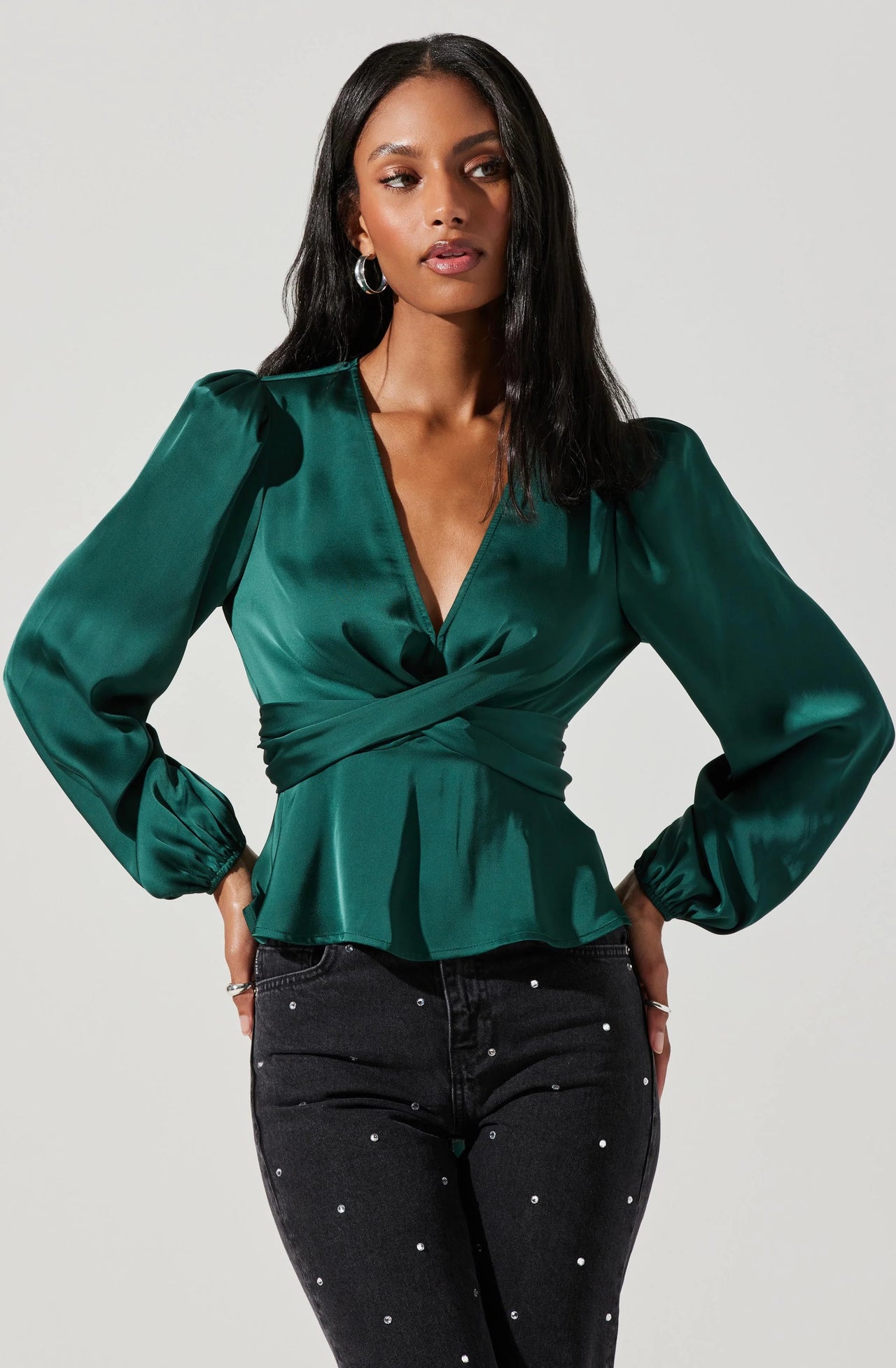 Eliana Top Forest Green, Long Blouse by ASTR | LIT Boutique