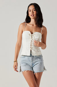 Thumbnail for Kylian Lace Up Top White, Tank Blouse by ASTR | LIT Boutique