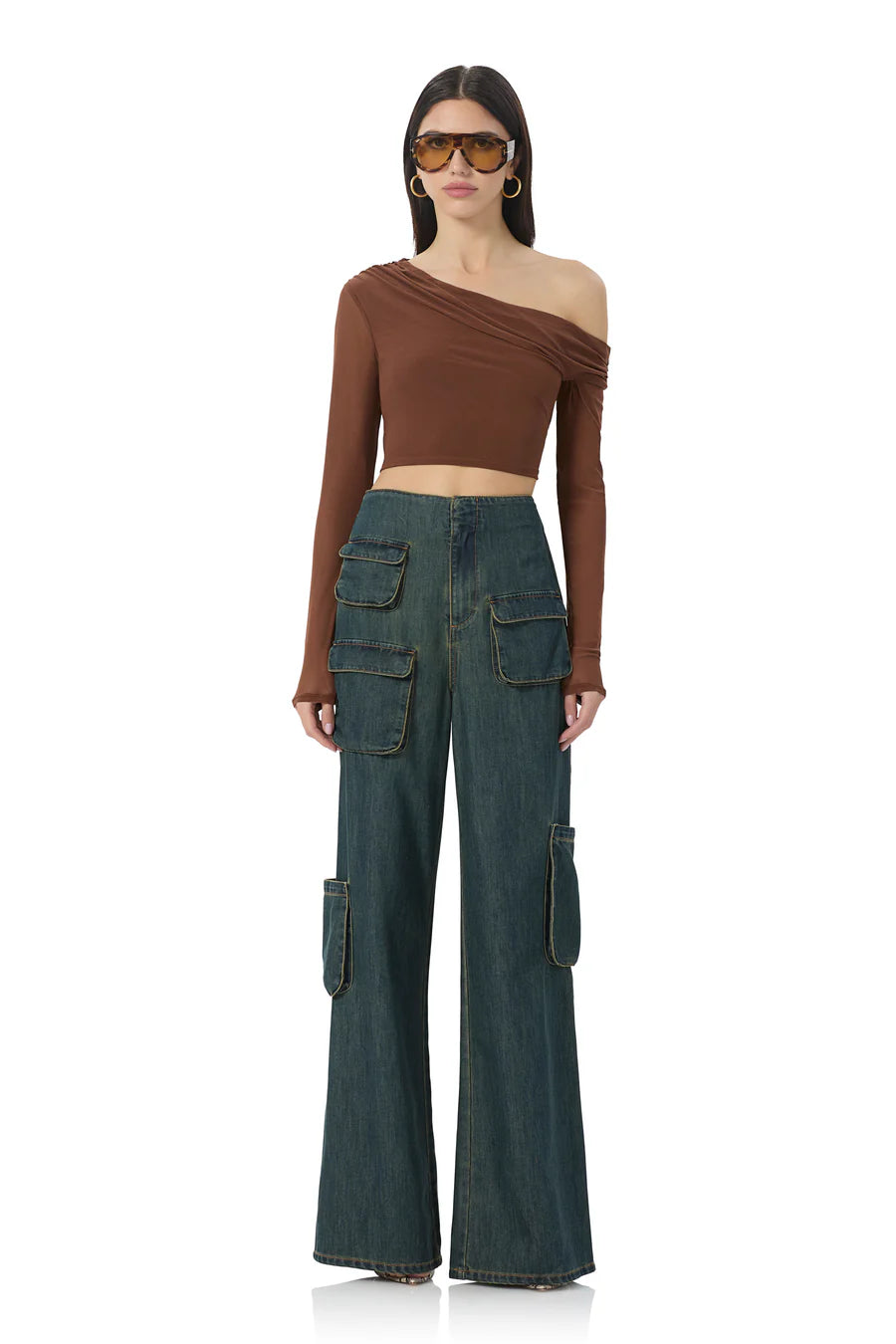 Maxwell Wide Leg Cargo Pant Tinted Wash, Boyfriend Denim by AFRM | LIT Boutique