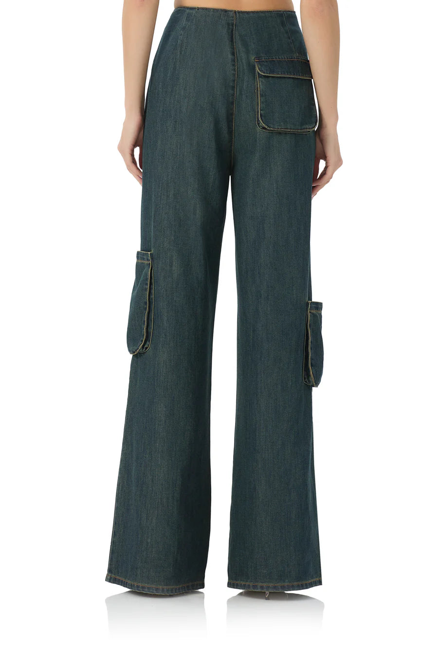 Maxwell Wide Leg Cargo Pant Tinted Wash, Boyfriend Denim by AFRM | LIT Boutique