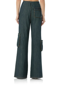 Thumbnail for Maxwell Wide Leg Cargo Pant Tinted Wash, Boyfriend Denim by AFRM | LIT Boutique