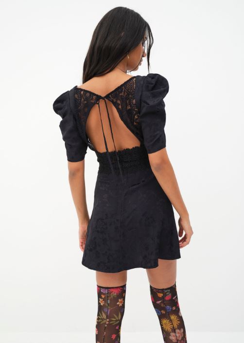 Danielle Black Ruffle Dress, Mini Dress by for Love & Lemons | LIT Boutique