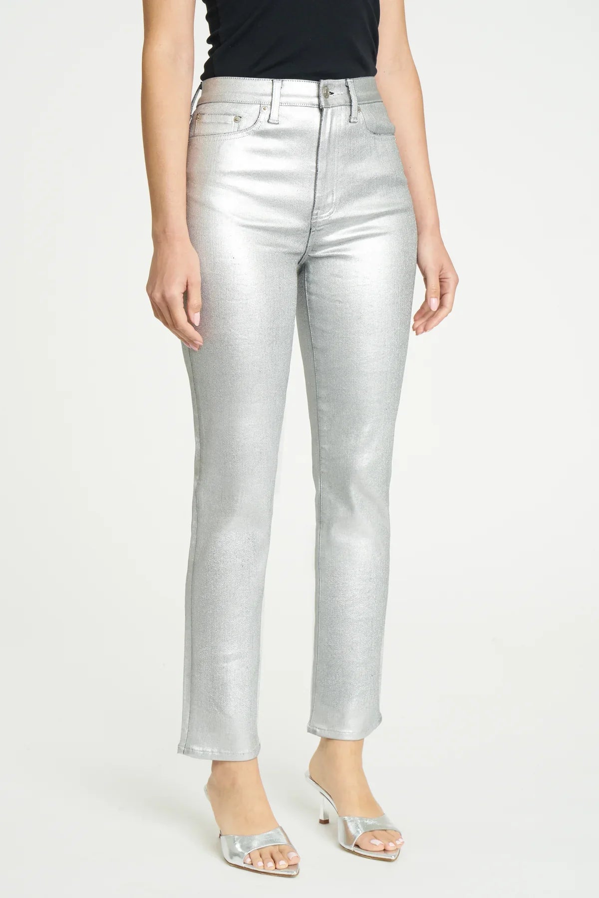 Simon Miller Silver Foil High Waist Ankle Trouser Jeans - ShopStyle