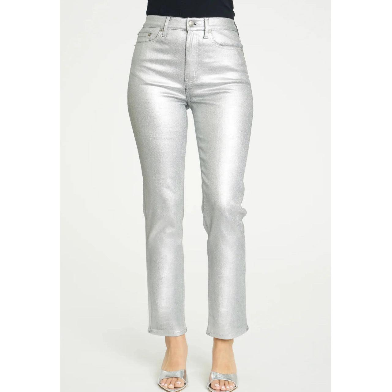 Metallic Silver Mia Vegan Leather Crop Trouser – The RiverLane