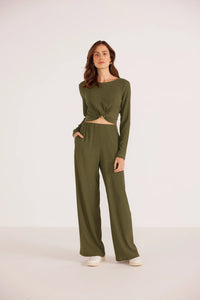 Thumbnail for Emmerson Wide Leg Pant Forest Green, Pant Bottom by Mink Pink | LIT Boutique