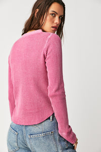 Thumbnail for Colt Henley Top Pink Phenom, Long Tee by Free People | LIT Boutique