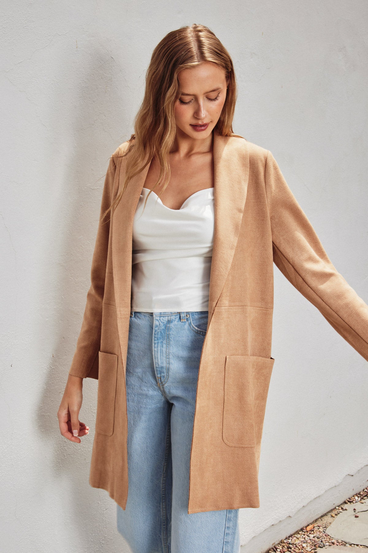 Anneliese Faux Leather Coat Tan, Coat Jacket by Dress Forum | LIT Boutique