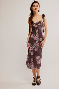 Thumbnail for Printed Got Glam Slip Chocolate Combo, Midi Dress by Free People | LIT Boutique