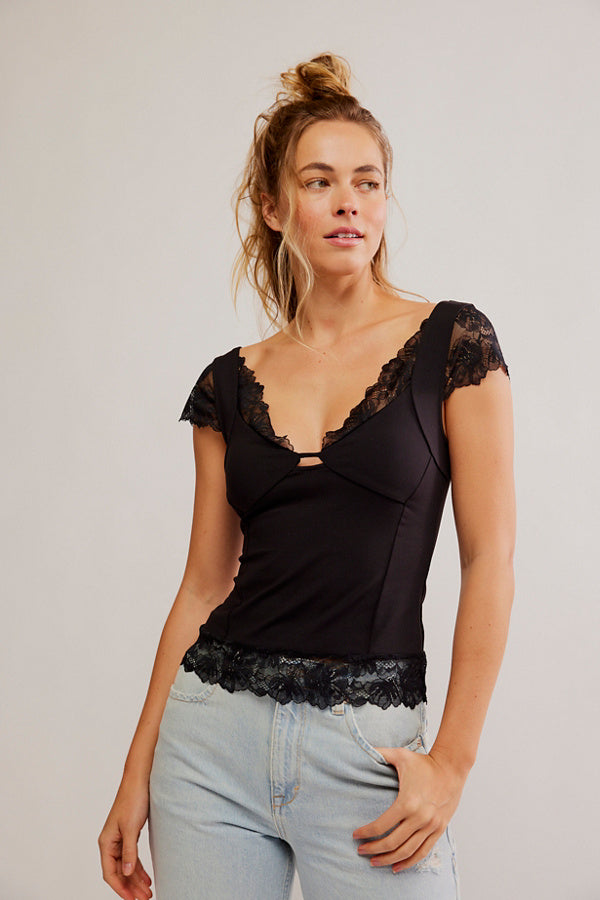 Better Not Cami Black, Short Tee by Free People | LIT Boutique