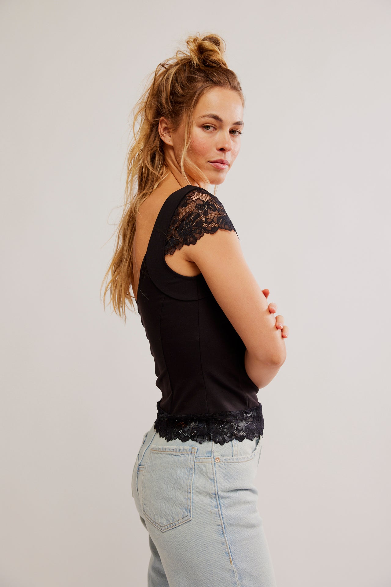 Better Not Cami Black, Short Tee by Free People | LIT Boutique
