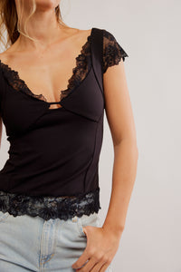 Thumbnail for Better Not Cami Black, Short Tee by Free People | LIT Boutique