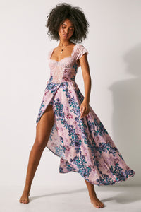 Thumbnail for Bad For You Maxi Bodysuit Dusty Rose Combo, Maxi Dress by Free People | LIT Boutique