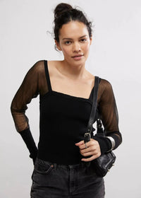 Thumbnail for Night After Night Long Sleeve Black, Long Blouse by Free People | LIT Boutique