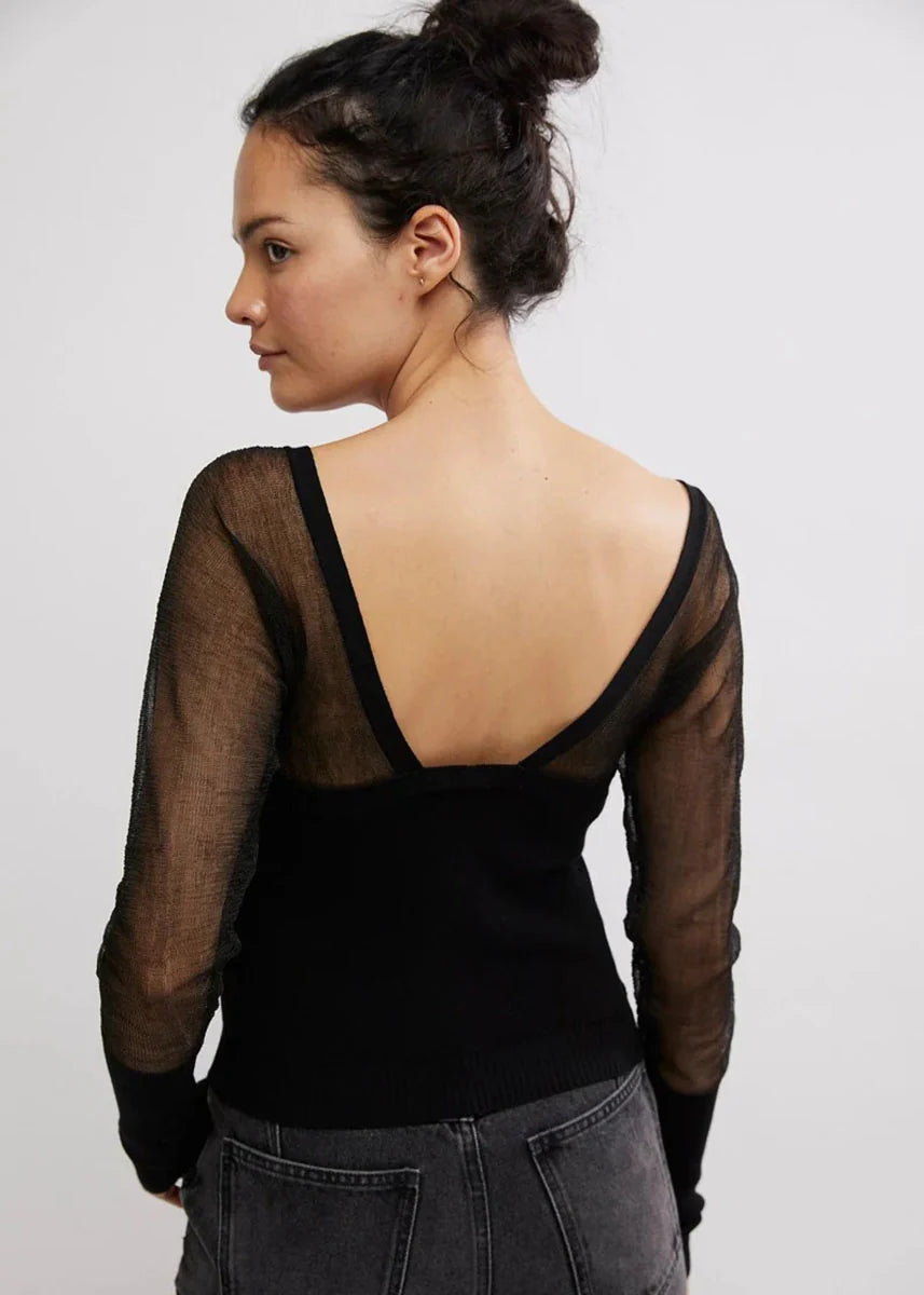 Night After Night Long Sleeve Black, Long Blouse by Free People | LIT Boutique