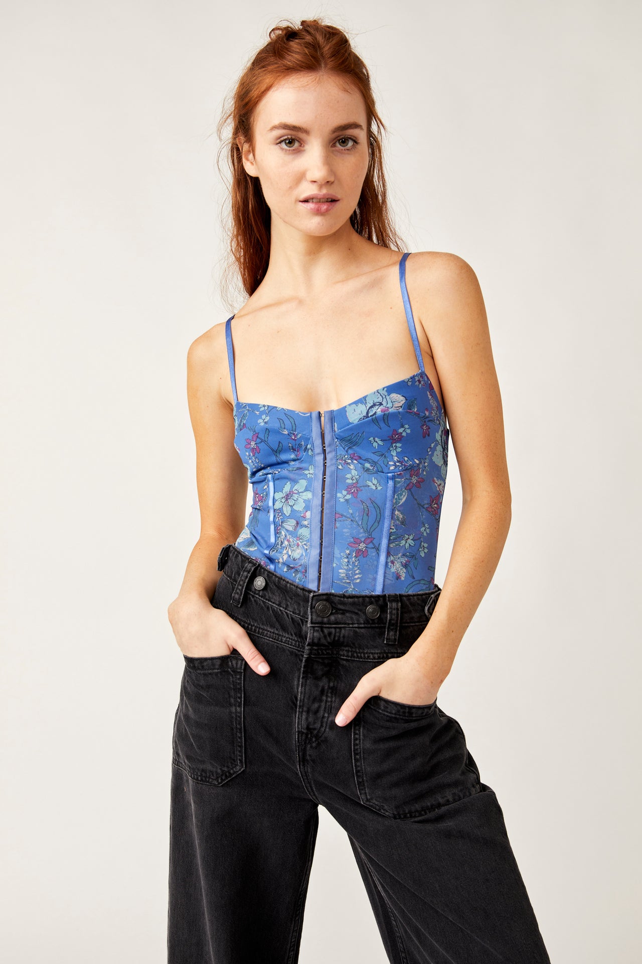 Printed Night Rhythm Bodysuit Floral Combo, Tank Blouse by Free People | LIT Boutique