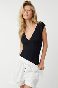 Thumbnail for Meg Seamless Bodysuit Black, Bodysuit Tee by Free People | LIT Boutique