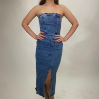 Thumbnail for Brandy Denim Midi Dress, Midi Dress by Bailey Rose | LIT Boutique