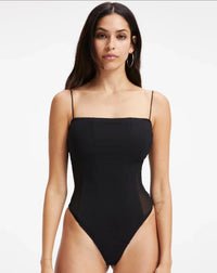 Thumbnail for Corset Mesh Bodysuit Black, Bodysuit Tee by Good American | LIT Boutique
