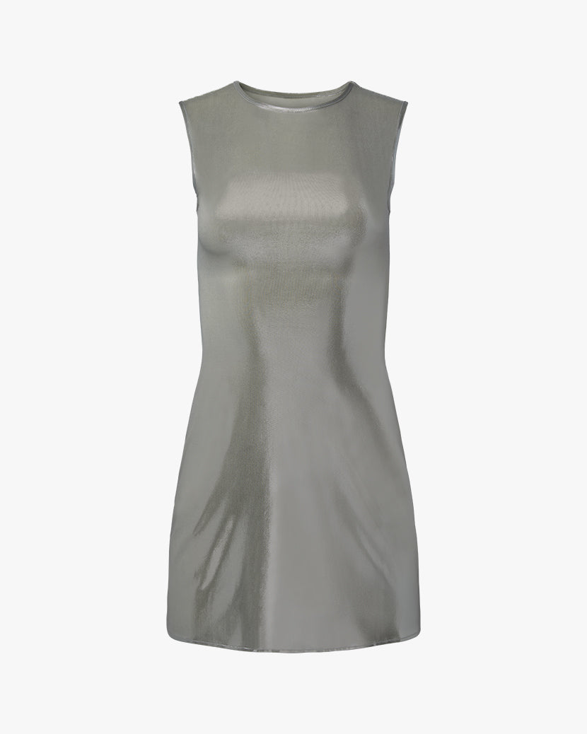 Muscle Tank Mini Dress Silver, Mini Dress by We Wore What | LIT Boutique