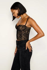 Thumbnail for Lace Bustier Top Black, Tank Blouse by Good American | LIT Boutique