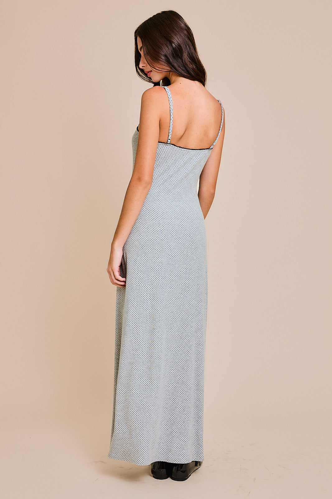 Little Bow Maxi Dress Grey Black Dot, Maxi Dress by Le Lis | LIT Boutique