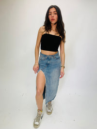 Thumbnail for Darsie Denim Midi Slit Skirt, Midi Skirt by Signature 8 | LIT Boutique