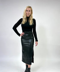 Thumbnail for For The Night Black Slit Skirt, Mini Skirt by Love Token | LIT Boutique
