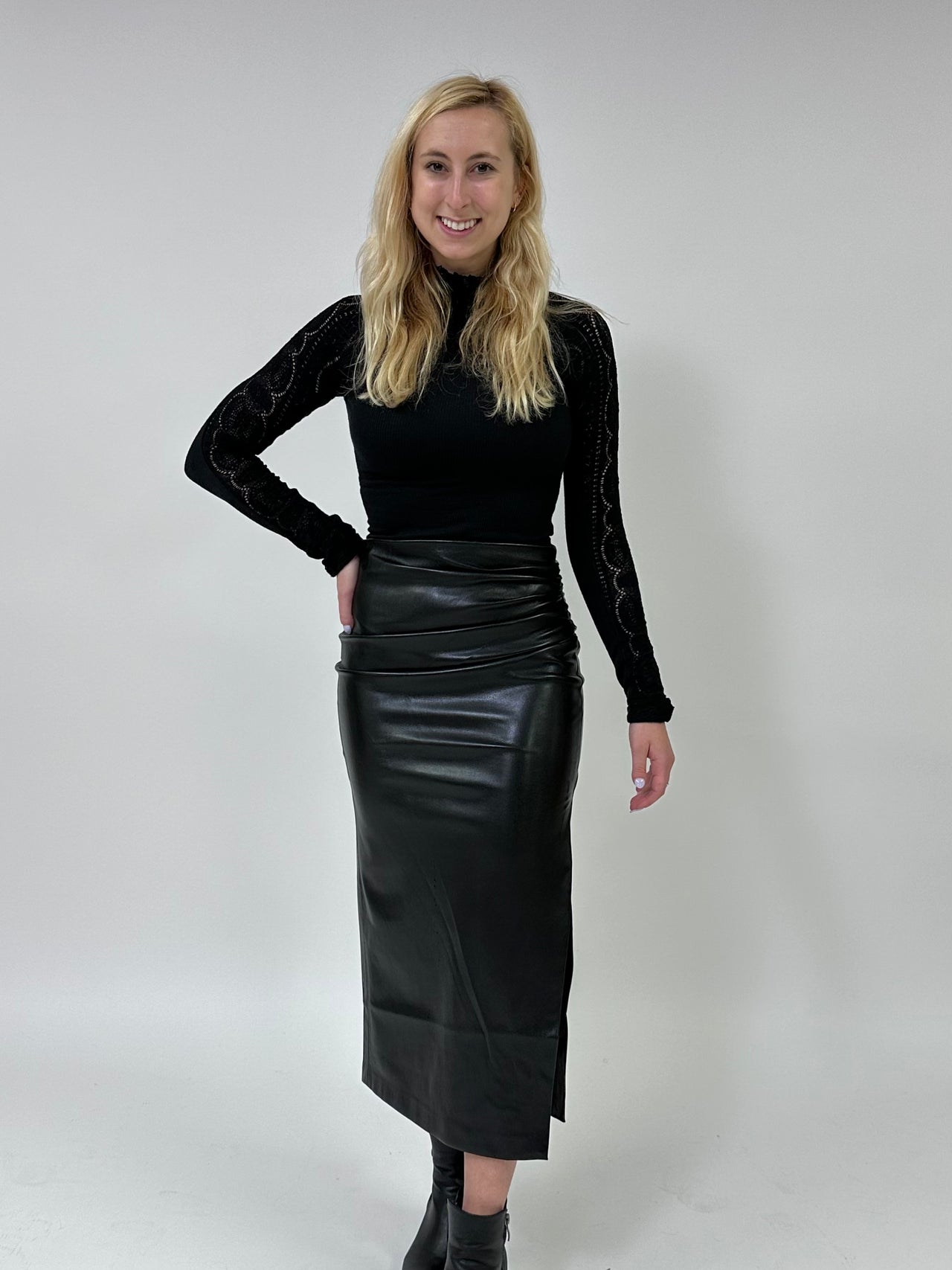 For The Night Black Slit Skirt, Mini Skirt by Love Token | LIT Boutique
