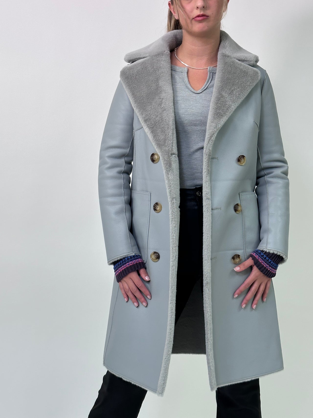 Coat silver hot sale