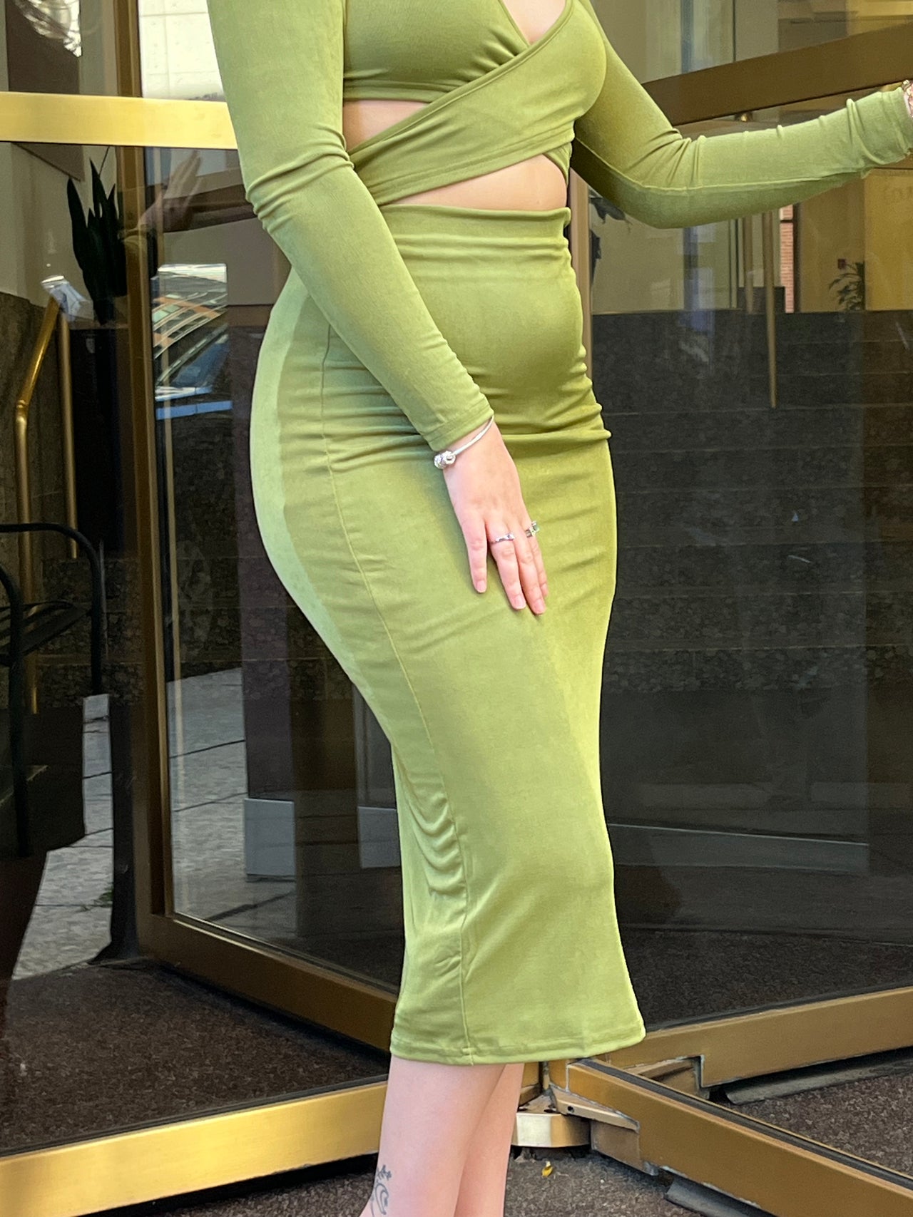 Viva Midi Skirt Green, Midi Skirt by Rationalle | LIT Boutique