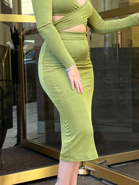 Thumbnail for Viva Midi Skirt Green, Midi Skirt by Rationalle | LIT Boutique