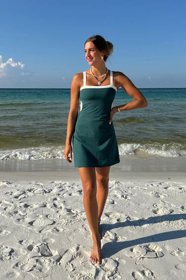 Sage Dress Pine Green, Mini Dress by Beach Riot | LIT Boutique