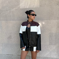 Thumbnail for Gina Patchwork Moto Jacket, Jacket by Bailey Rose | LIT Boutique