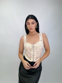 Thumbnail for Brynne Bustier Top Cream, Tank Blouse by Bailey Rose | LIT Boutique