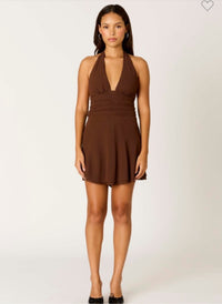 Thumbnail for Chocolate Halter Dress, Mini Dress by Cotton Candy | LIT Boutique
