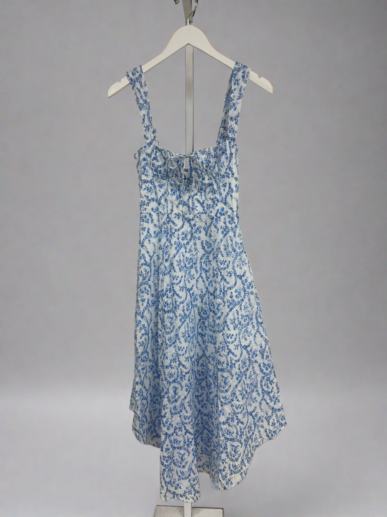 Cobalt Skies Floral Midi Dress Blue White, Mini Dress by Olivaceous | LIT Boutique