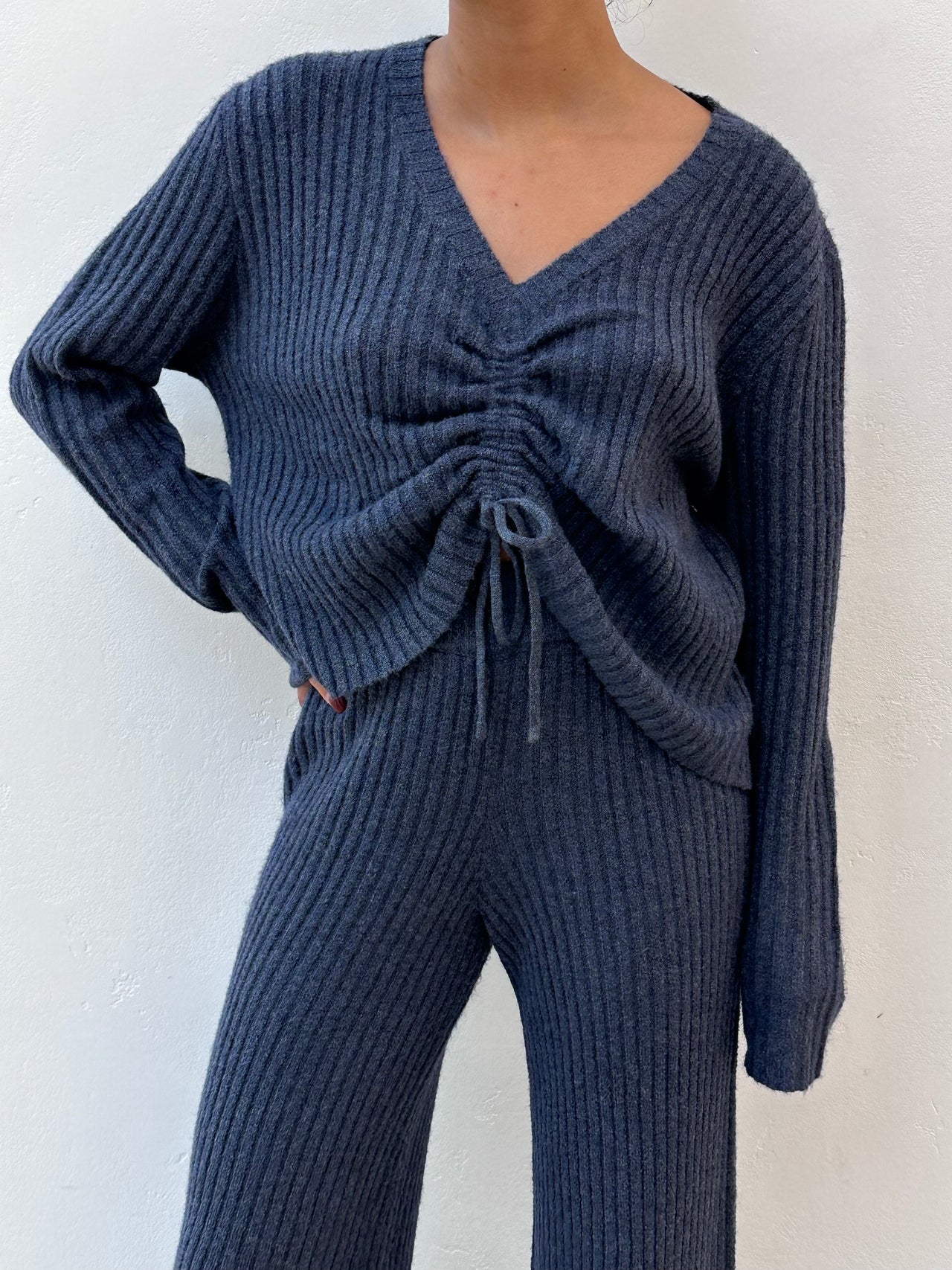 Snuggle Cinch Set Top Navy, Sweat Lounge by Wasabi + Mint | LIT Boutique