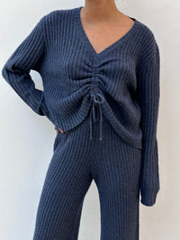 Thumbnail for Snuggle Cinch Set Top Navy, Sweat Lounge by Wasabi + Mint | LIT Boutique