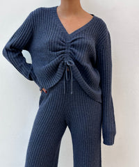 Thumbnail for Snuggle Cinch Set Top Navy, Sweat Lounge by Wasabi + Mint | LIT Boutique